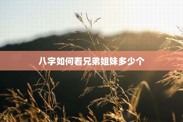 八字如何看兄弟姐妹多少个