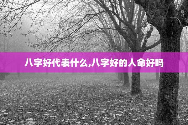 八字好代表什么,八字好的人命好吗