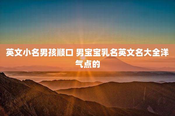 英文小名男孩顺口 男宝宝乳名英文名大全洋气点的