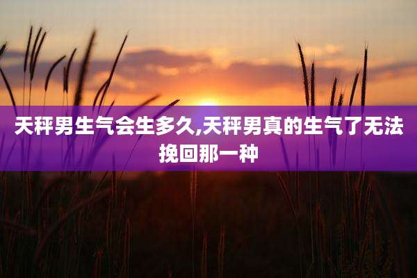 天秤男生气会生多久,天秤男真的生气了无法挽回那一种
