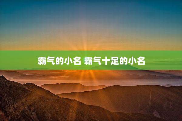 霸气的小名 霸气十足的小名