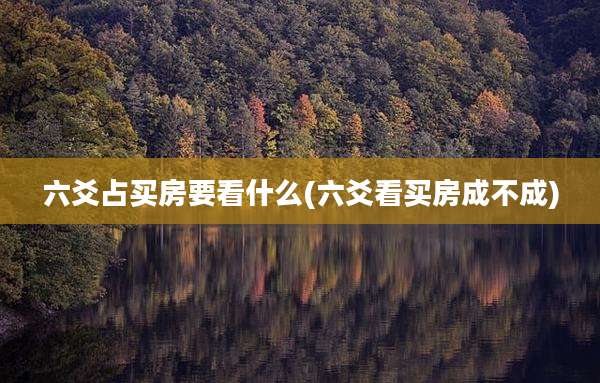 六爻占买房要看什么(六爻看买房成不成)