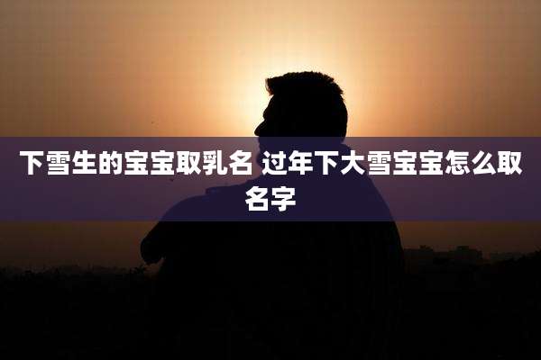 下雪生的宝宝取乳名 过年下大雪宝宝怎么取名字