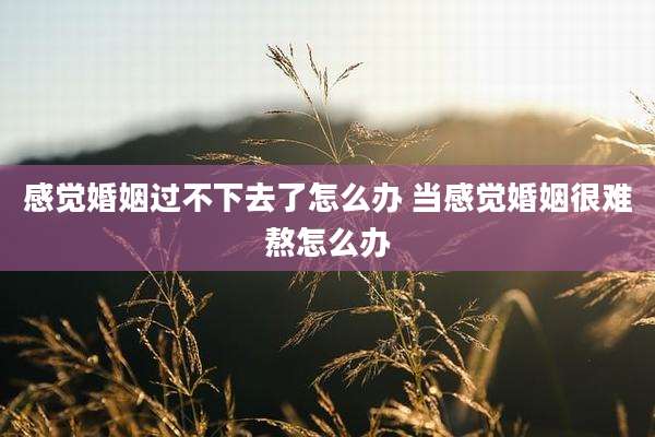 感觉婚姻过不下去了怎么办 当感觉婚姻很难熬怎么办
