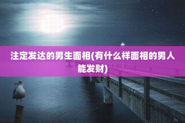 注定发达的男生面相(有什么样面相的男人能发财)