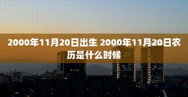 2000年11月20日出生 2000年11月20日农历是什么时候