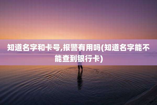 知道名字和卡号,报警有用吗(知道名字能不能查到银行卡)