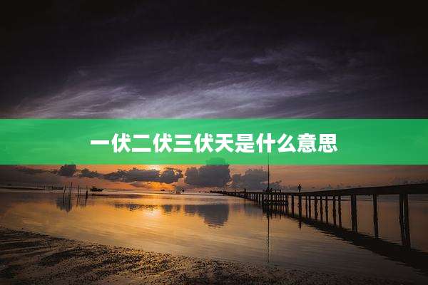 一伏二伏三伏天是什么意思
