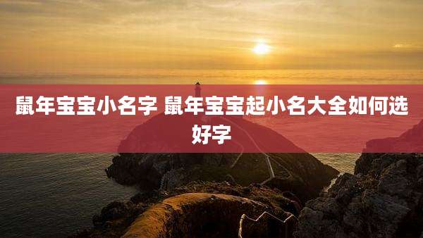 鼠年宝宝小名字 鼠年宝宝起小名大全如何选好字