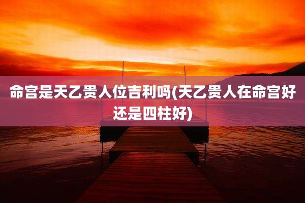 命宫是天乙贵人位吉利吗(天乙贵人在命宫好还是四柱好)