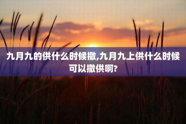 九月九的供什么时候撤,九月九上供什么时候可以撤供啊?