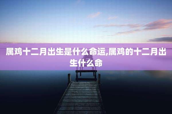 属鸡十二月出生是什么命运,属鸡的十二月出生什么命