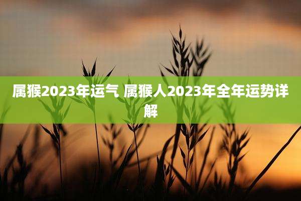 属猴2023年运气 属猴人2023年全年运势详解