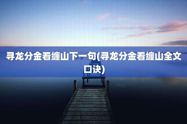 寻龙分金看缠山下一句(寻龙分金看缠山全文口诀)
