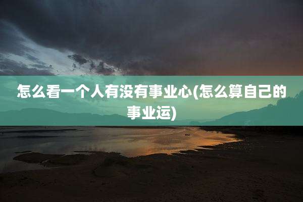怎么看一个人有没有事业心(怎么算自己的事业运)