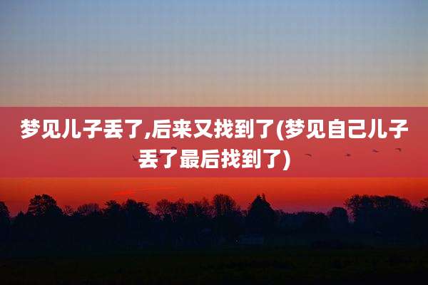 梦见儿子丢了,后来又找到了(梦见自己儿子丢了最后找到了)
