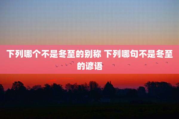 下列哪个不是冬至的别称 下列哪句不是冬至的谚语