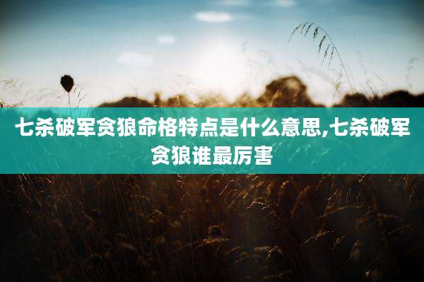 七杀破军贪狼命格特点是什么意思,七杀破军贪狼谁最厉害