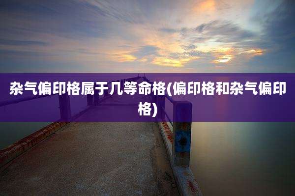 杂气偏印格属于几等命格(偏印格和杂气偏印格)
