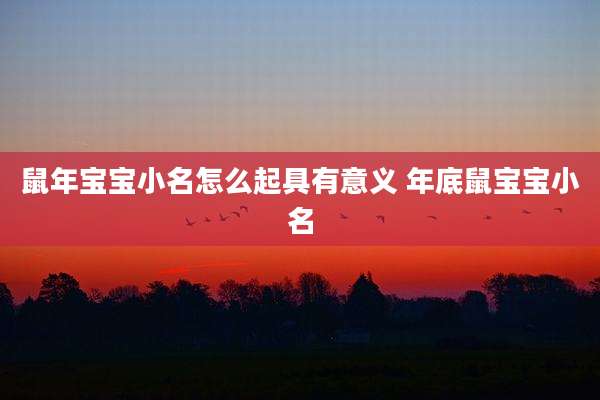 鼠年宝宝小名怎么起具有意义 年底鼠宝宝小名