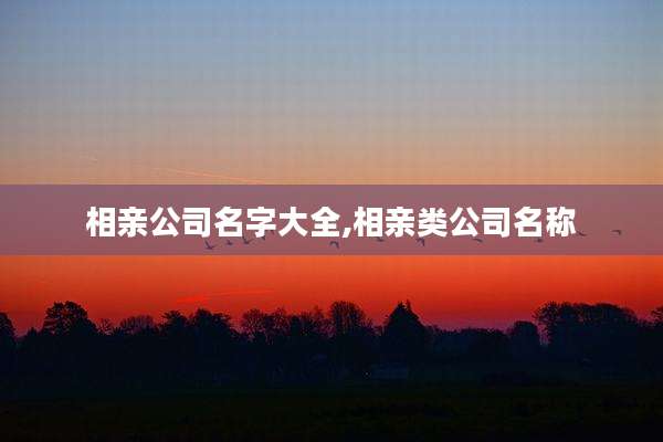 相亲公司名字大全,相亲类公司名称