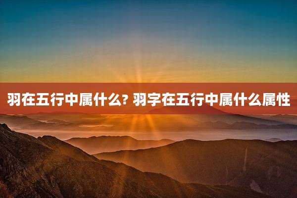 羽在五行中属什么? 羽字在五行中属什么属性