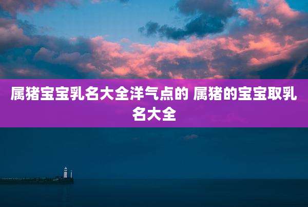 属猪宝宝乳名大全洋气点的 属猪的宝宝取乳名大全