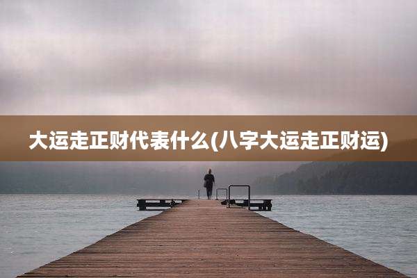 大运走正财代表什么(八字大运走正财运)