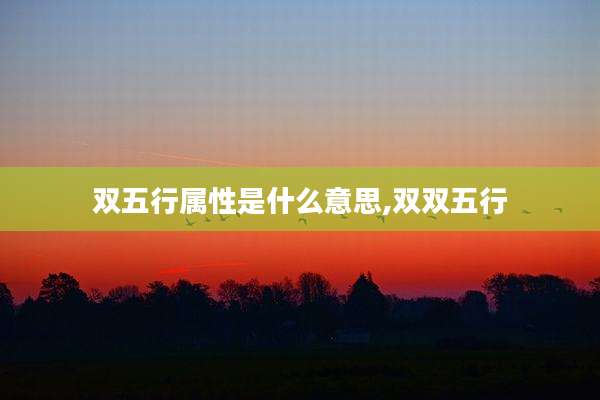 双五行属性是什么意思,双双五行