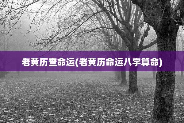 老黄历查命运(老黄历命运八字算命)