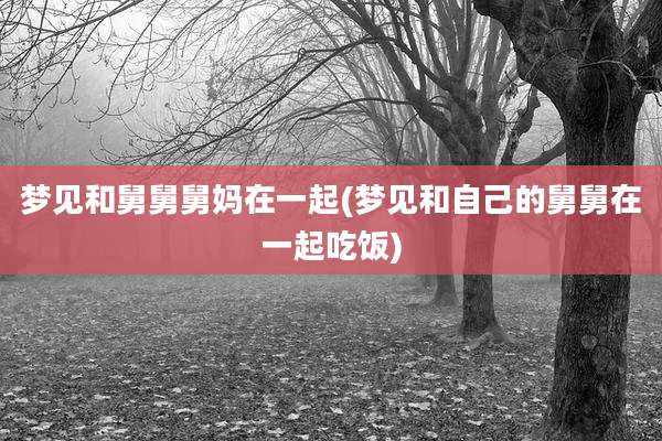 梦见和舅舅舅妈在一起(梦见和自己的舅舅在一起吃饭)