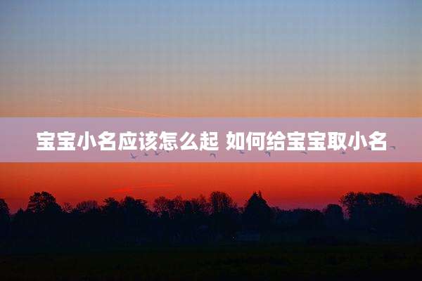 宝宝小名应该怎么起 如何给宝宝取小名