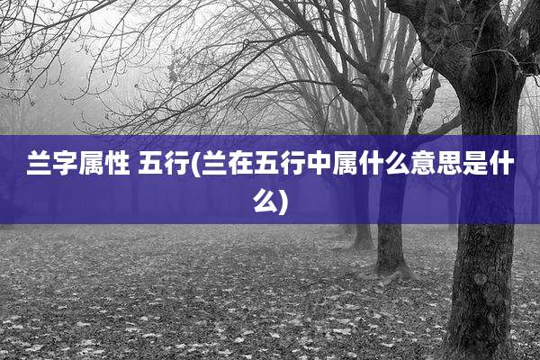 兰字属性 五行(兰在五行中属什么意思是什么)