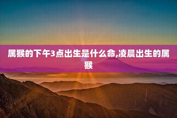 属猴的下午3点出生是什么命,凌晨出生的属猴