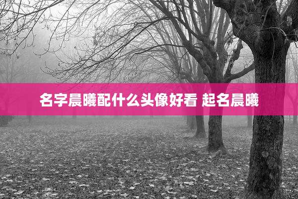 名字晨曦配什么头像好看 起名晨曦