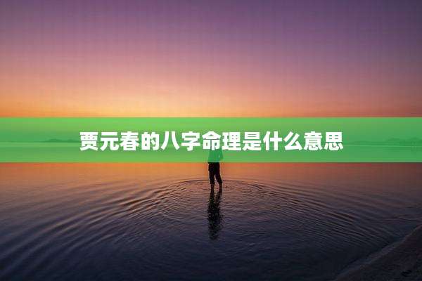 贾元春的八字命理是什么意思