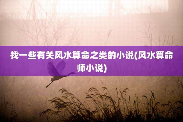 找一些有关风水算命之类的小说(风水算命师小说)
