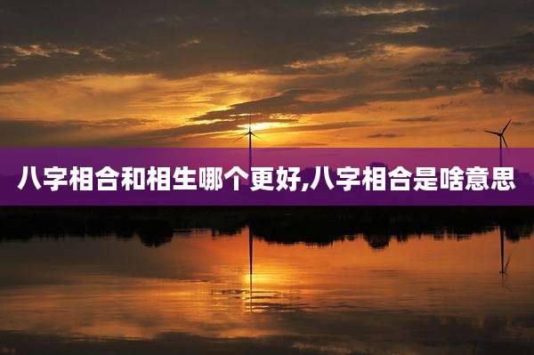 八字相合和相生哪个更好,八字相合是啥意思