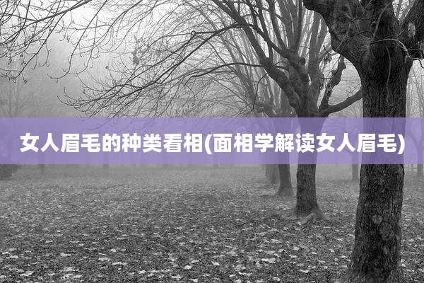 女人眉毛的种类看相(面相学解读女人眉毛)