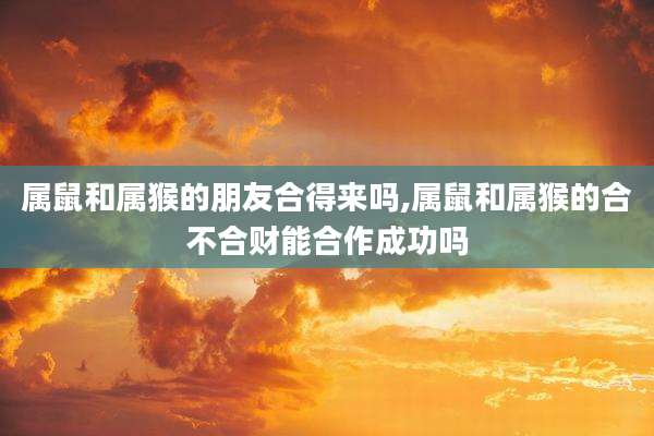 属鼠和属猴的朋友合得来吗,属鼠和属猴的合不合财能合作成功吗