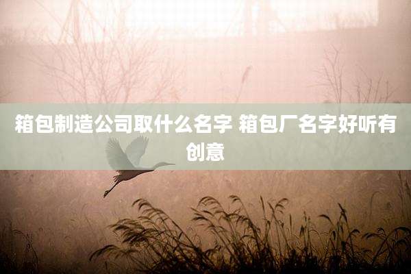 箱包制造公司取什么名字 箱包厂名字好听有创意