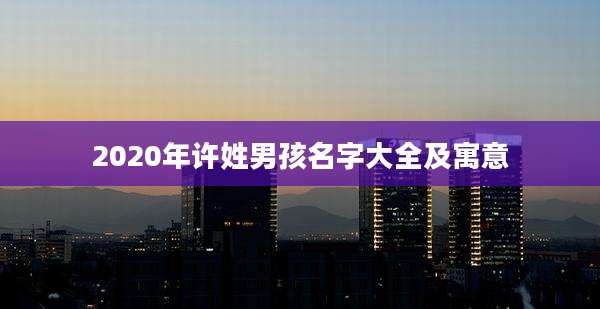 2020年许姓男孩名字大全及寓意