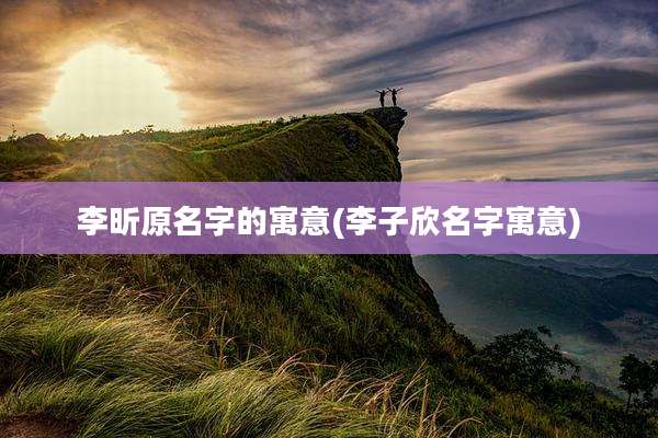 李昕原名字的寓意(李子欣名字寓意)