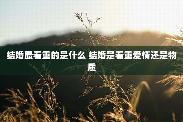 结婚最看重的是什么 结婚是看重爱情还是物质