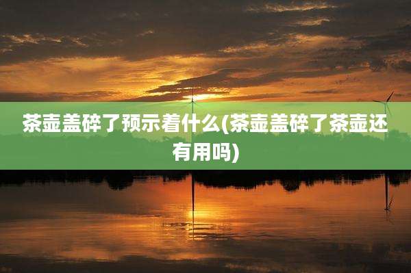 茶壶盖碎了预示着什么(茶壶盖碎了茶壶还有用吗)