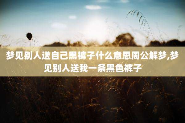 梦见别人送自己黑裤子什么意思周公解梦,梦见别人送我一条黑色裤子