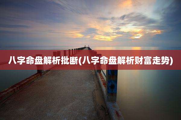 八字命盘解析批断(八字命盘解析财富走势)