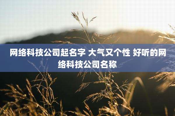 网络科技公司起名字 大气又个性 好听的网络科技公司名称