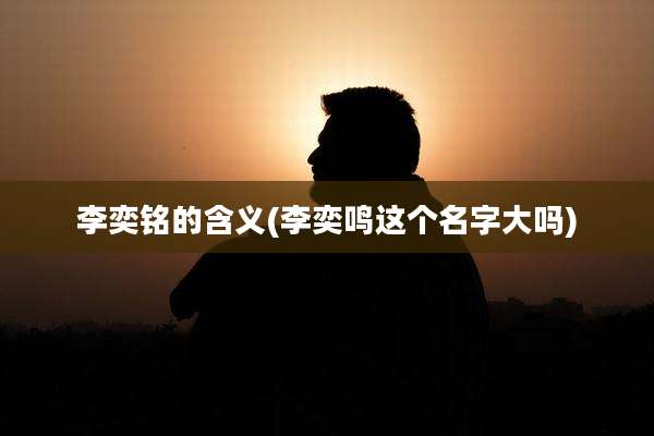 李奕铭的含义(李奕鸣这个名字大吗)