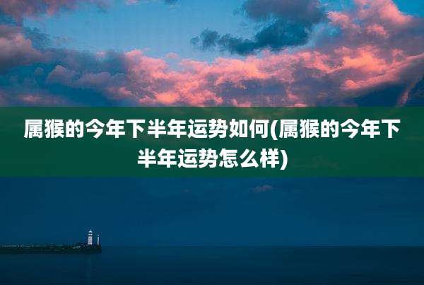 属猴的今年下半年运势如何(属猴的今年下半年运势怎么样)